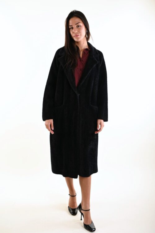 CAPPOTTO EFFETTO PELLICCIA CON TASCHE FRONTALI
