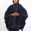MANTELLA IN MAGLIA CON PROFILO A CONTRASTO - Nero, TU