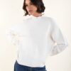 MAGLIONE CON COLLO LAVORATO A COSTE - Panna, TU