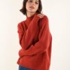 MAGLIONE CON COLLO LAVORATO A COSTE - Ruggine, TU