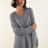 MAGLIONE SCOLLO A V - Grigio, TU