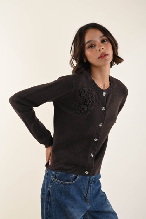 CARDIGAN CON RICAMO FLOREALE