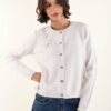CARDIGAN CON RICAMO FLOREALE - Gesso, TU