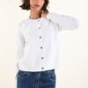 CARDIGAN CON RICAMO FLOREALE - Panna, TU