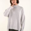 MAGLIONE A COLLO ALTO DAL TAGLIO ASIMMETRICO - Beige, TU