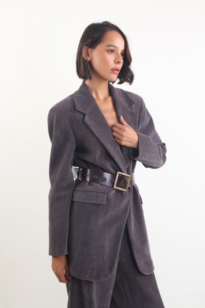 VELOUR JACKET WITH BELT 