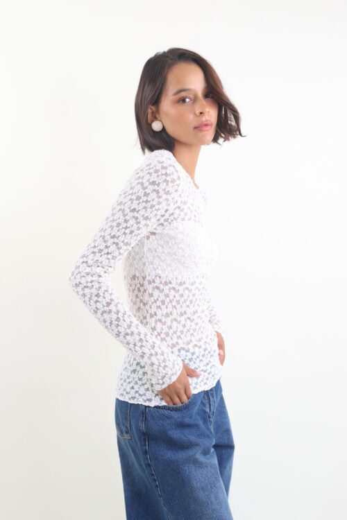 MAGLIA A MANICHE LUNGHE IN PIZZO