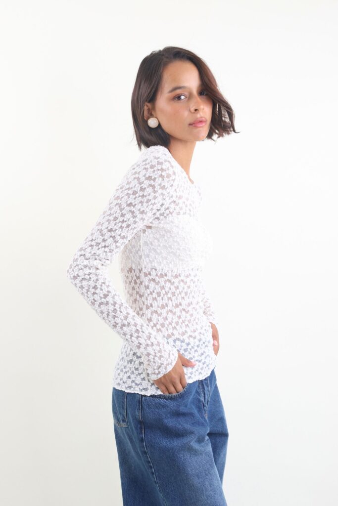 MAGLIA A MANICHE LUNGHE IN PIZZO 