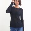 MAGLIA A MANICHE LUNGHE IN PIZZO - Nero, TU