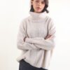 MAGLIONE CON COLLO ALTO A COSTE CON MICRO PAILLETTES - Beige, TU