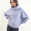 MAGLIONE CON COLLO ALTO A COSTE CON MICRO PAILLETTES - Grigio, TU