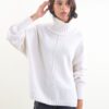 MAGLIONE CON COLLO ALTO A COSTE CON MICRO PAILLETTES - Panna, TU
