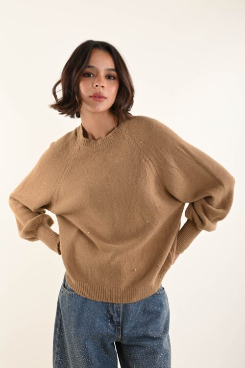 MAGLIA MANICHE LUNGHE A PALLONCINO CON PAILLETTES