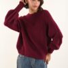 MAGLIA MANICHE LUNGHE A PALLONCINO CON PAILLETTES - Bordeaux, TU