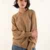MAGLIA MANICHE LUNGHE A PALLONCINO CON PAILLETTES - Cammello, TU