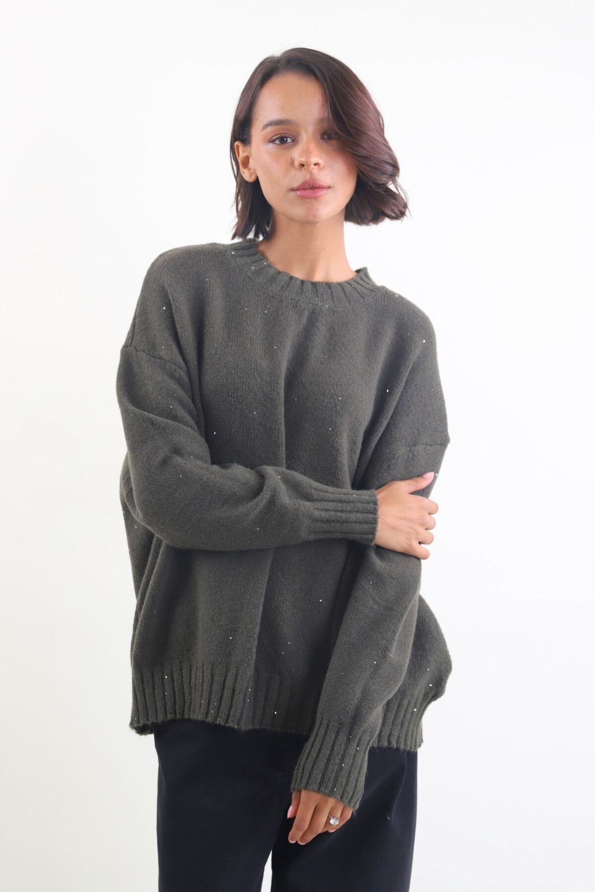 MAGLIONE GIROCOLLO CON MICRO PAILLETTES