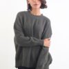MAGLIONE GIROCOLLO CON MICRO PAILLETTES - Verde khaki, TU