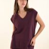MAGLIA SENZA MANICHE CON SCOLLO A V E MICROPAILLETTER - Bordeaux, TU