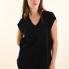 MAGLIA SENZA MANICHE CON SCOLLO A V E MICROPAILLETTER - Nero, TU