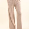 PANTALONI IN MAGLIA CON COULISSE E MICROPAILLETTER - Beige, TU