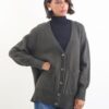 CARDIGAN CON MICRO PAILLETTES - Verde khaki, TU