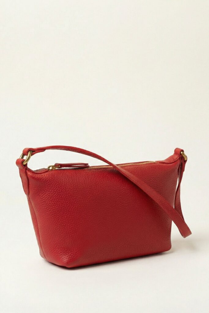 BORSA A SPALLA IN SIMILPELLE CON ZIP - Rosso, TU 