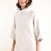 MAGLIA A COLLO ALTO CON MANICHE A ¾ E MICRO PAILLETTES - Beige, TU