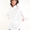 MAGLIA A COLLO ALTO CON MANICHE A ¾ E MICRO PAILLETTES - Panna, TU