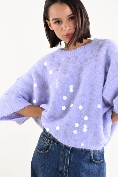 MAGLIONCINO MANICHE A ¾ CON MAXI PAILLETTES
