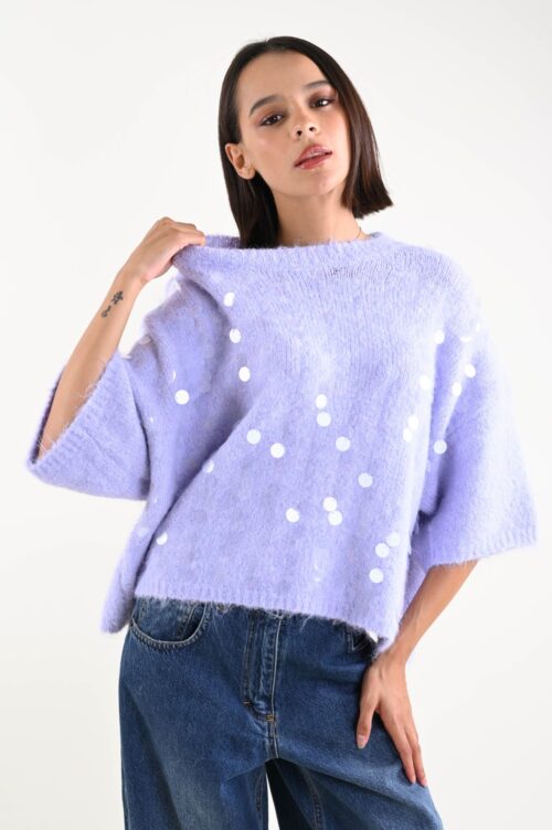 Alternative view of MAGLIONCINO MANICHE A ¾ CON MAXI PAILLETTES