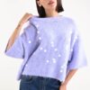 MAGLIONCINO MANICHE A ¾ CON MAXI PAILLETTES - Lilla, TU