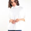 MAGLIA A COLLO ALTO CON MANICHE A 3/4 A COSTINE - Panna, TU