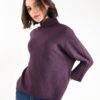 MAGLIA A COLLO ALTO CON MANICHE A 3/4 A COSTINE - Uva, TU