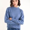 MAGLIA GIROCOLLO CON FONDO E POLSI A COSTINE - Denim, TU