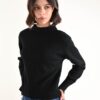 MAGLIA GIROCOLLO CON FONDO E POLSI A COSTINE - Black, TU
