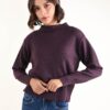 MAGLIA GIROCOLLO CON FONDO E POLSI A COSTINE - Uva, TU