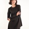 MAGLIA A MANICHE LUNGHE ADERENTE DAL TAGLIO ASIMMETRICO - Dark Brown, S