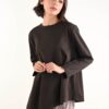 MAGLIA A MANICHE LUNGHE DAL TAGLIO ASIMMETRICO - Dark Brown, TU