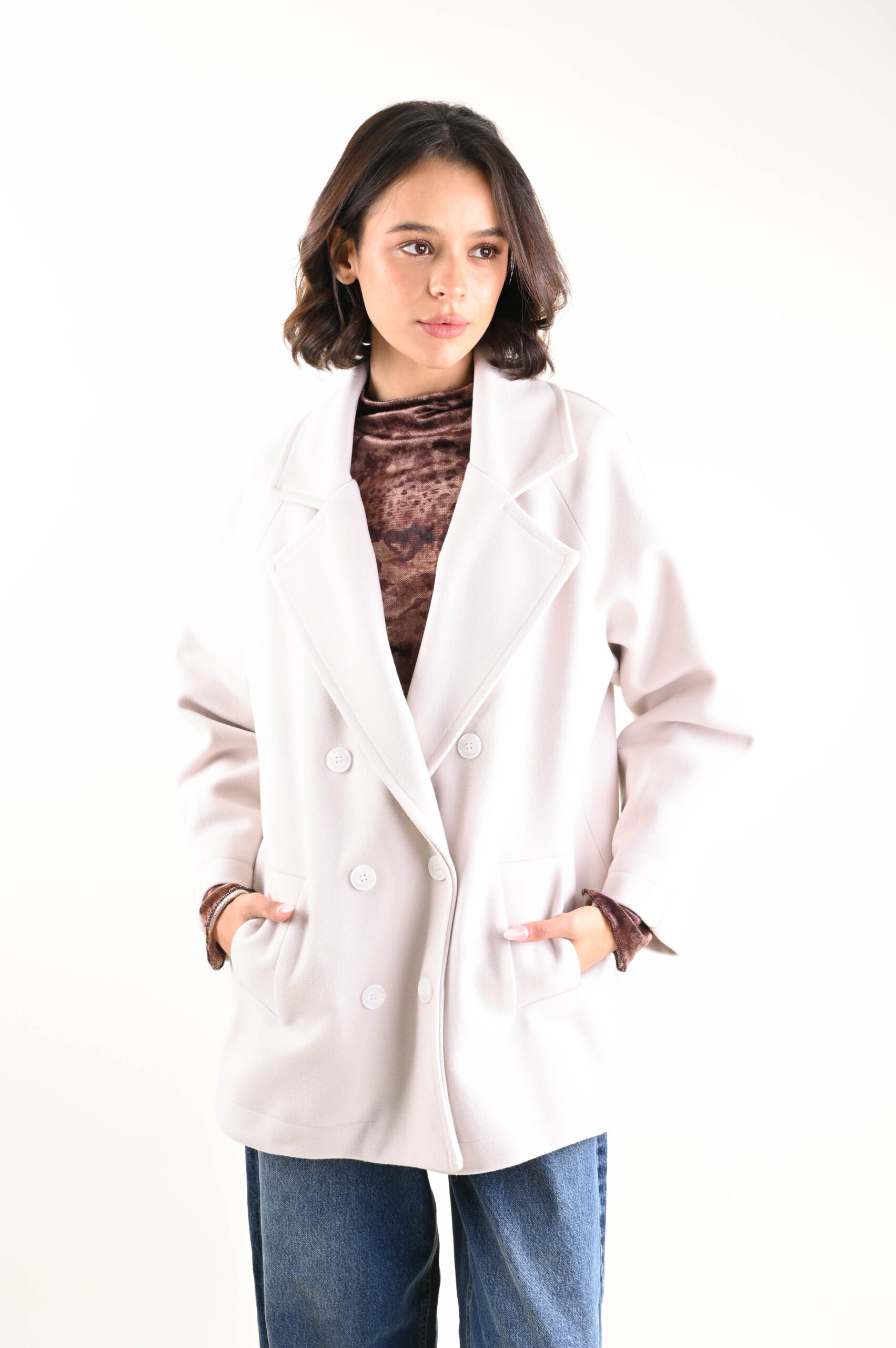 AM898-90_BEIGE CAPPOTTO DOPPIOPETTO IN MISTO LANA - Beige, TU