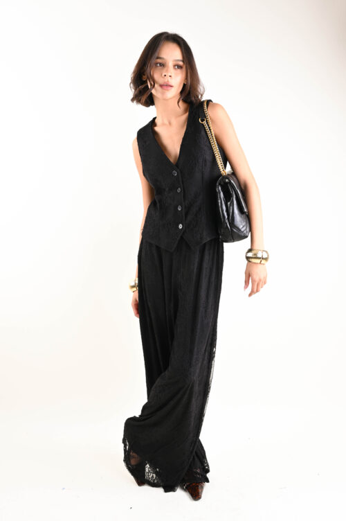 Alternative view of PANTALONE PALAZZO IN PIZZO