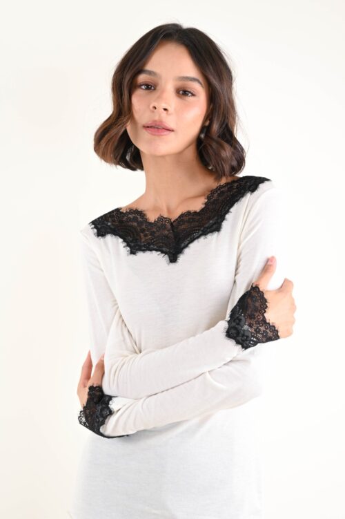 Alternative view of CASHMIRETTA CON INSERTO IN PIZZO