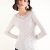 CASHMIRETTA CON INSERTO IN PIZZO - Beige, TU
