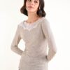 CASHMIRETTA CON INSERTO IN PIZZO FANTASIA A POIS - Beige, TU