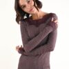 CASHMIRETTA CON INSERTO IN PIZZO FANTASIA A POIS - Bordeaux, TU