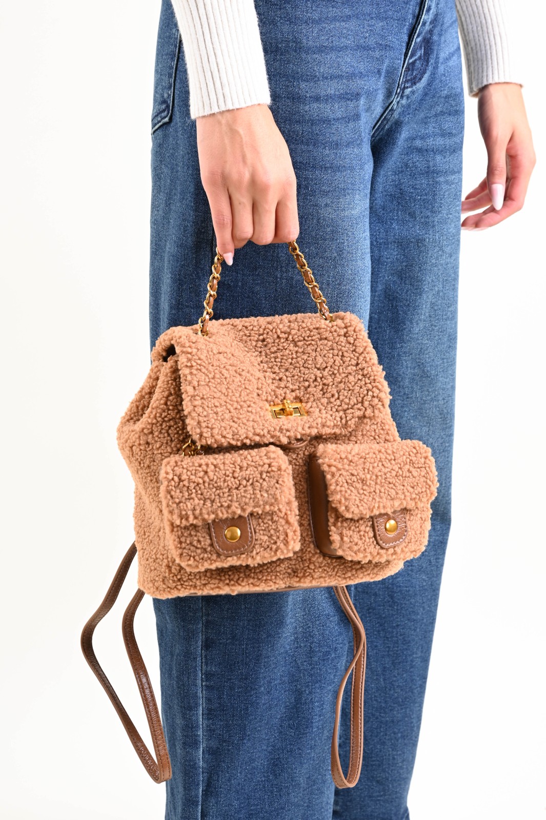 ZAINO TEDDY CON DETTAGLI IN SIMILPELLE