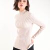 MAGLIA CON COLLO ALTO E TRASPARENZE - Beige, TU