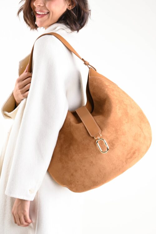 Alternative view of BORSA HOBO IN SUEDE CON DETTAGLIO METALLICO