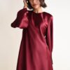 ABITO IN SATIN CON MANICHE A CAMPANA - Bordeaux, TU