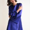 ABITO IN SATIN CON MANICHE A CAMPANA - Indaco, TU