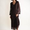 ABITO LUNGO IN PIZZO CON SCOLLO A V - Dark Brown, L/XL